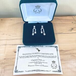 Vtg Clarion-Pell GRACE KELLY Earrings Crystal Baguette Princess Lady Monaco